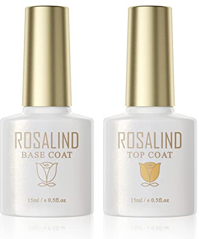 ROSALIND Base Coat Top Coat UV Nagellack,Unterlack und Überlack für Nägel Primer Set Gellack Salon & Home Nageldesign Set