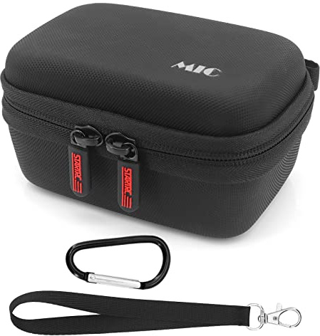 Hensych MINI Portable PU Waterproof Handbag with Anti-Drop Hand Strap Carabiner for D-J-I Mic Wireless Microphone Storage Bag Travel Carrying Case