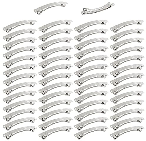 50 Stück 10,2 cm silberfarbene rechteckige Metall-Haarspangen zum Selbermachen für Schleifen, Haarspangen, Pferdeschwanz-Halter, Haarclips, Zubehör für Frauen und Mädchen