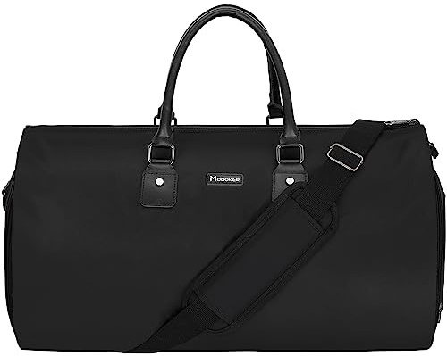 Modoker Umwandelbarer Kleidersack für Reisen, Kleidungsstück, Seesack für Männer und Frauen, Reisetaschen für Fluggesellschaften, 2-in-1-Reiseanzug, Duffle Bag mit Schuhfach, Schwarz