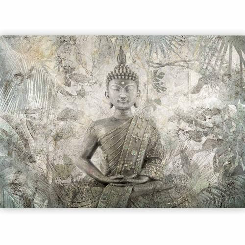 murando - Carta da Parati Adesiva Buddha Spa 441x315 cm Fotomurali Adesivi Murali Rivestimento Parete Moderna per Pareti Adesiva Muro Decorativo Fotomurale Orientale Zen Fiori Fiorito Foglie