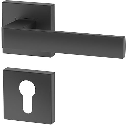 La Maniglia ERGO Quadrata in Grafite Opaca per Porte Con Serratura e Cilindro di Chiusura - Guarnizione Inclusa