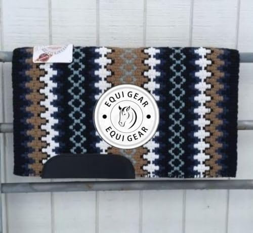 EQUIGEAR Western Ranch Horse Satteldecke aus neuseeländischer Wolle, Western-Design, handgefertigte Satteldecke, Wollpolster, Sensor Flex (Anpassung möglich), WQ94 (36x42)