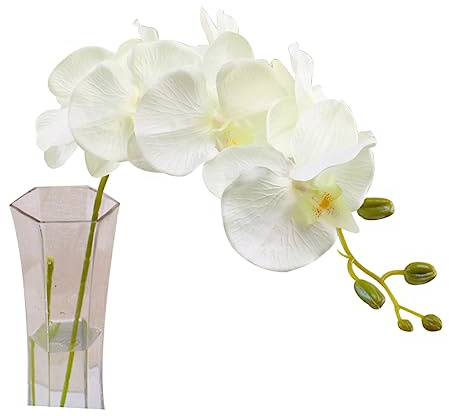 IMIKEYA Kleine Künstliche Orchideenblüten 7 Köpfe aus Seidenstoff Weiß | Laden und Geburtstag, Realistische Deko, Geschenkidee für Hochzeit und Valentinstag