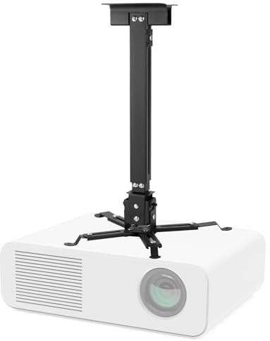 QWORK® Support de projecteur Universel au Plafond, Rotatif à 360°, Angle d'inclinaison de 15°, télescope 40-63 cm, capacité de Charge jusqu'à 15 kg - Noir