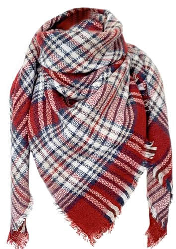 DELEY Retro Damen Tartan Sciarpa Scialle Schal Plaid Wrap Wickelschal | Weich, Warm, Kariert, Unisex, Mode, Schals, Decke, Plaid, Überwurf