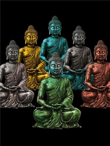 Buddha Figur Diamond Painting Erwachsene, Diamant Painting Katzen Bilder, Diamond Painting Eckige Steine, DIY Diamant Kunst Malerei Stickerei Set Wanddekoration Geschenk - Skulptur 100x130cm Y838