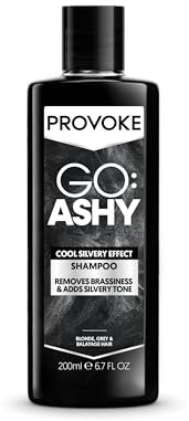 PROVOKE Go Ashy Shampoo 200ml, Remove Brassiness & Adds Silvery Tone to Hair, Formulated with Triple Toning Technology, Turn Warm & Brassy Hair to Cool & Ashy