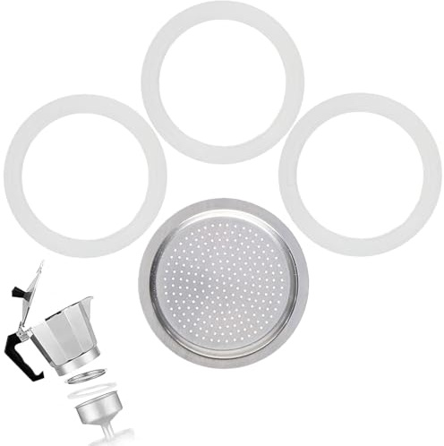 Bague d'étanchéité machine à expresso 6 tasses,3 joints en silicone | Pour machine à expresso et 1 insert de tamis en aluminium,bagues d'étanchéité pour cafetières