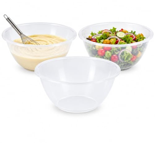 ZOPPER 20cm Clear Plastic Mixing Bowl Pack of 3 | 2.3L BPA-Free Kitchen Bowls for Mixing, Baking, Food Preparation, Salad, Serving & Storage – Lightweight & Durable