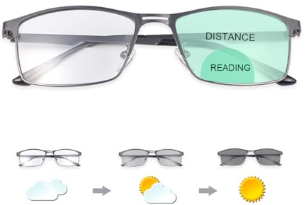 PEEPAI Photochrom Bifokale Lesebrille UV Leser Sonnenbrillen Computer Anti Blue Blendbrille für Frauen und Männer