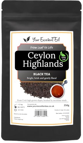 Ceylon Highlands Loose Leaf Black Tea 500g – Sri Lankan Black Infusion, Ceylon Highlands Loose Leaf Tea, Smooth Full Flavour, Resealable Pouch | Your ExcellenTEA