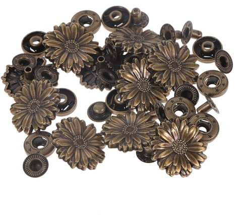 NUOBESTY Craft Accessories 10 Stück Retro-druckknopfverschlüsse in Gänseblümchenform Reines Kupfer Brieftaschenschnalle Bronzeverschluss