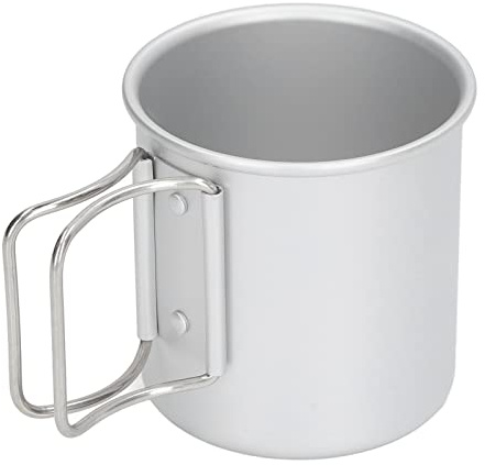 Baxnore Campingmugg i aluminium, campingmugg med vikbart handtag, picknickvattenkopp, utomhus campingmugg, slitstark campingmugg