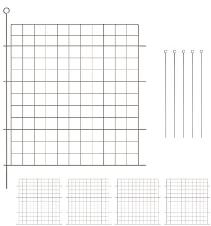 Relaxdays Teichzaun, 5 Zaunelemente, HxB: je 78 x 75 cm, Garten, gerader Begrenzungszaun, zum Stecken, Metall, braun