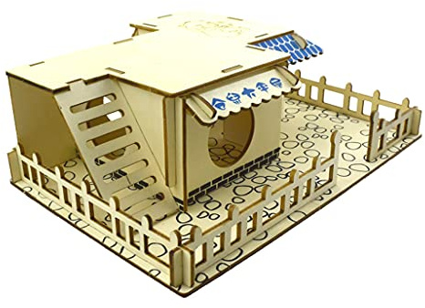 TIANQUXNGI Maison en bois pour hamster et petits animaux de compagnie, cachette pour gerbilles, chinchillas, cochons d'Inde, petits animaux, 5 styles