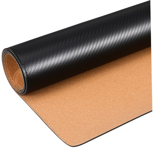 HOMSFOU Desk Mat Groß Mit Rutschfester Korkunterlage Carbonfaser-design Für Laptop Und Einfache Schützende Schreibtischunterlage Für Büro Und Zuhause