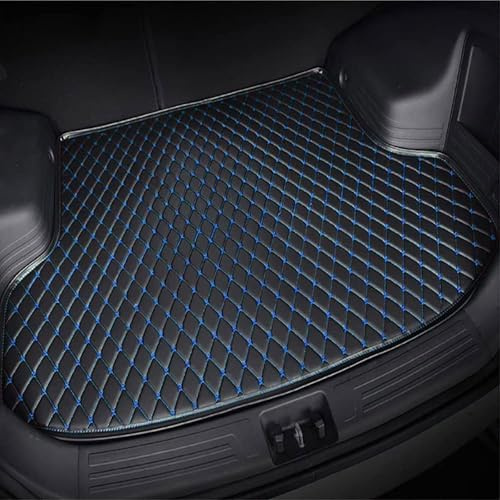 Leather Car Boot Mat for VW Golf R 20 Years (2022–2023), Waterproof Anti-Scratch Non-Slip Cargo Tray Protector Liners Pad Boot Cover Accessories,C Black Blue
