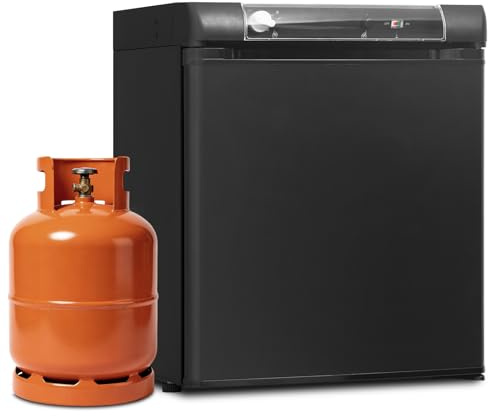 SMETA Camping Fridge for Campervan 40L, 3 Way Fridge 12V 240V LPG Quiet | for Camping Caravan Campervan Off-grid Motorhome Truck Travel 0-10℃ Black, 46Wx46Dx56Hcm