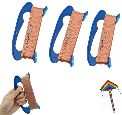 QIUMING Drachenschnur Drachenrolle 100m Schnurdrachen Kites Seilwinde für Drachen Kite String with Kite Handle Drachenschnur Spule Kit für Familien- und Team-Outdoor-Aktivitäten