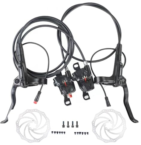 Acciaiie MT200 E-Bike Hydraulic Disc Brakes with 160mm Rotors, New Upgrade 2-Pin 2-Piston Ebike Hydraulic Brakes, Pre-Bled with Mineral Oil Electric Bike Hydraulic Brake