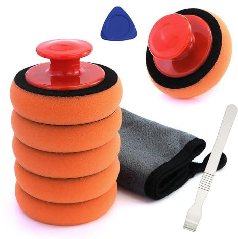 11 esponjas de pulido naranja para coche, juego de pulido, esponja con mango antideslizante, juego de esponjas hechas a mano, esponja de lana para coche, motocicleta