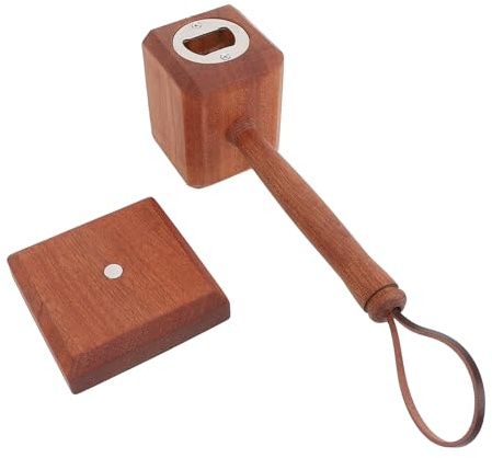 Stainless Steel Wooden Bottle Opener, Multipurpose Innovative Hammer Beer Opener, Wooden Bottle Opener for Weddings, Christmas, Birthdays