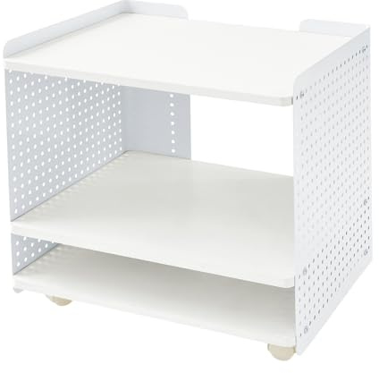 HPDTZ Druckerhalter Rollwagen mit 3 Ebenen, Mobiler Druckerständer auf Rädern, Beistellwagen für Büro, Druckerregal 50x39x50 cm, Bürowagen Druckertisch bis 40 kg Belastbarkeit (Weiß)