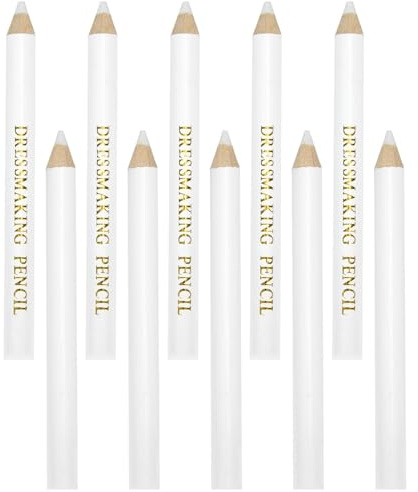 10pcs Sewing Pencil for Fabric, White Water Soluble Fabric Markers for Sewing Tracing Chalk Tailoring Quilting Dressmakers Embroidery DIY Projects