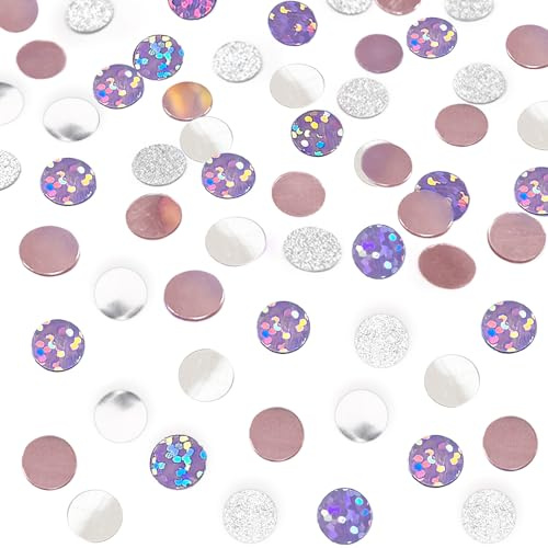 Whimzey 6000 Stk Glitzer Konfetti Rosa Silber, 8mm Streudeko Geburtstag Frühling,Luftschlangen Rosegold, Klein Konfetti Geburtstag,Pastell Confetti Tischdeko für Hochzeit,Babyparty,Gender Reveal Party