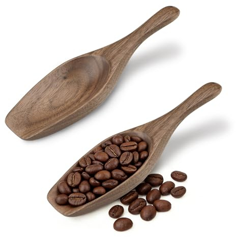 Black Walnut Coffee Scoop for Jars, 5.51 Wooden Ground & Coffee Bean Scoop, Multipurpose Wood Scooper Shovel Kitchen Scooping Tool for Bath Salts Tea Sugar (2 Pieces)