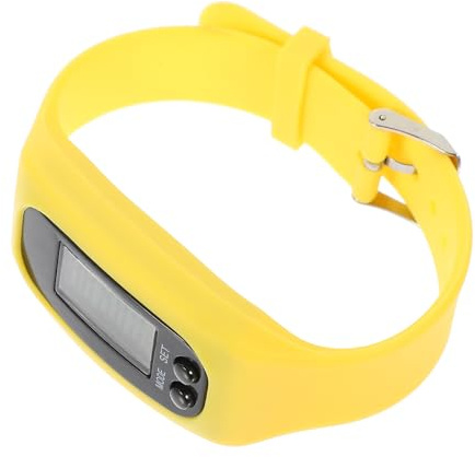 MOTHNUR Contapassi da Polso Elettronico in Silicone Giallo, Braccialetto Pedometro Leggero e Compatto, Strumento Fitness senza App per Camminata e Corsa