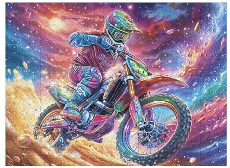 Premium Piloto de Motocross Montaña Moto de Cross Aventura Salvaje Puzzle 500 Piezas para Adultos Estimulante Divertido Y Cautivador Ideal para Actividades En Casa 500 PCS（52×38cm）