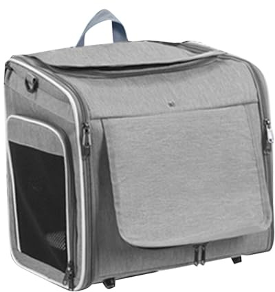 YUEHISY Cesta para Bicicleta para Perros, Transportador de Mascotas Expandible con Soporte de Liberación Rápida, Cesta Frontal Impermeable de Carcasa Suave para Perros Pequeños, 4 Puertas, 4 (Gray)