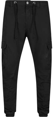URBAN CLASSICS Pantaloni Cargo Uomo in Stile Militare, Pantaloni Slim Fit, Polsini alle Caviglie, Colore: Nero, Taglia: 5XL