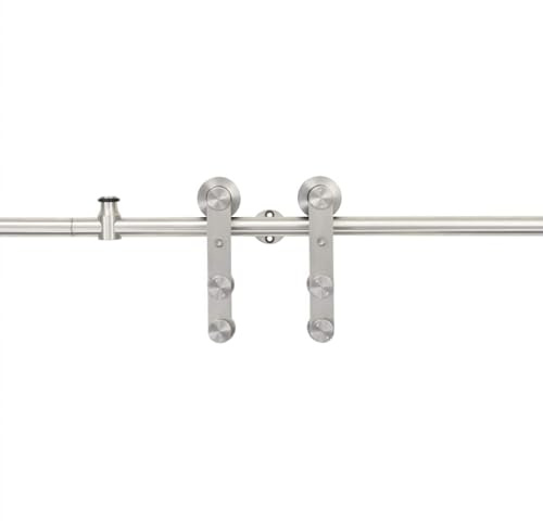 vidaXL Schiebetür-Beschlagsatz 183 cm Edelstahl Silbern