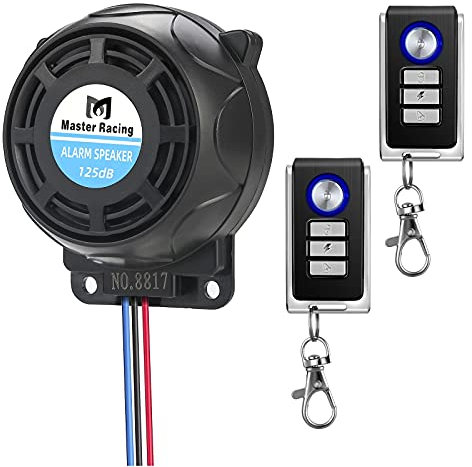Rupse Système d'Alarme Moto Alarme de Vibration Étanche Antivol à Distance sans Fil avec Double Télécommande en Métal Sensibilité Réglable Universel