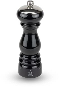 Peugeot - Paris Icone Manual Pepper Mill - Adjustable Grinder - Beechwood, Gloss Black, 18 cm
