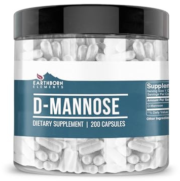 Earthborn Elements D-Mannose 200 Capsules, Pure & Undiluted, No Additives