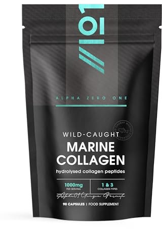 Marine Collagen Capsules 2400mg - Wild Caught with Hyaluronic Acid & Vitamin C - 90 Capsules (Not Collagen Powder/Collagen Tablets) - Collagen Complex for Skin Joints & Hair for Women & Men