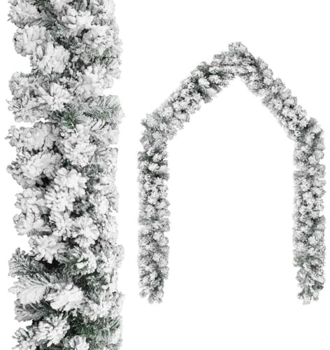 vidaXL Weihnachtsgirlande mit Schnee Grün 20 m PVC