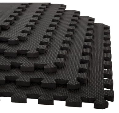 JARDIN202 - Esterilla Puzzle para Suelos de Gimnasio y Fitness | Negro | Protección de Goma Espuma, tatami puzzle Expandible 4 uds 60x60cm