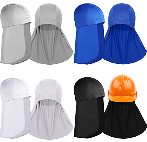 Syhood 4 Fodera per Elmetto con Patta sul Collo Raffreddamento Skull Caps Liner Cappellino Traspirante con Coda Parasole per Accessori di Elmetti di Sicurezza Cappello di Protezione per Collo