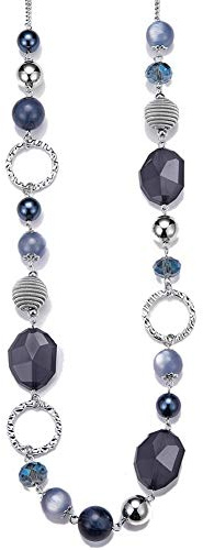 Bulinlin Damen Lange Perlenkette Statement Boho Silber Metallkette Hochzeitstag Modeschmuck Geschenke Pullover Halskette für Frauen