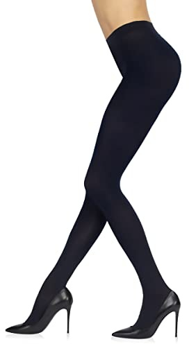 Sarah Borghi Collant Donna 100 Denari Invernali Super Coprenti, Calze Opache Tinta Unita in Morbida Microfibra con Lycra e Tassello in Cotone, Made in Italy (blu, L)