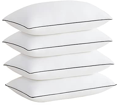 Acanva Cooling Bed Pillows for Sleeping, Luxury Hotel Quality 3D Microfiber Filling with Breathable Cover for Side Back and Stomach Sleepers, Reduces Neck Pain,Standard (Pack of 4), Black