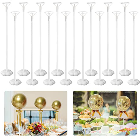 ROYUYE Balloon Stick Holder 16 Pack Balloon Stand with Base Balloon Column for Table Decorations for Wedding Birthday Baby Shower Any Party Balloon Accessories