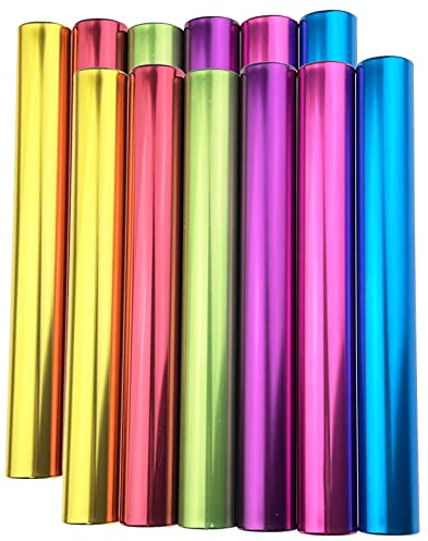 Miokun 12 Pieces Aluminum Relay Batons Track Batons Field Race Batons for Outdoor Field Race Tools (6 Colors)