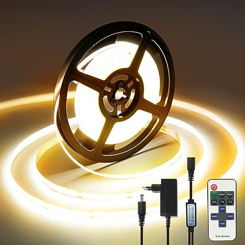 COB LED Streifen Lichter 15m , 2 x 7.5m Super Helle 24V LED Band Lichter, Flexible COB Lichter mit RF Fernbedienung für Schlafzimmer Küche TV Hintergrundbeleuchtung Innen Außen DIY Dekoration