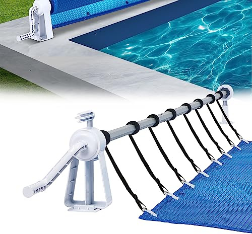 JOIEYOU Pool Aufroller Premium, Aufrollsysteme für Poolfolien, Aufrollsystem Poolaufroller für Solarabdeckung inkl. Bänder, Aufrollvorrichtung für Aufroller Poolabdeckung, Pool Zubehör, 1.05-6.15m